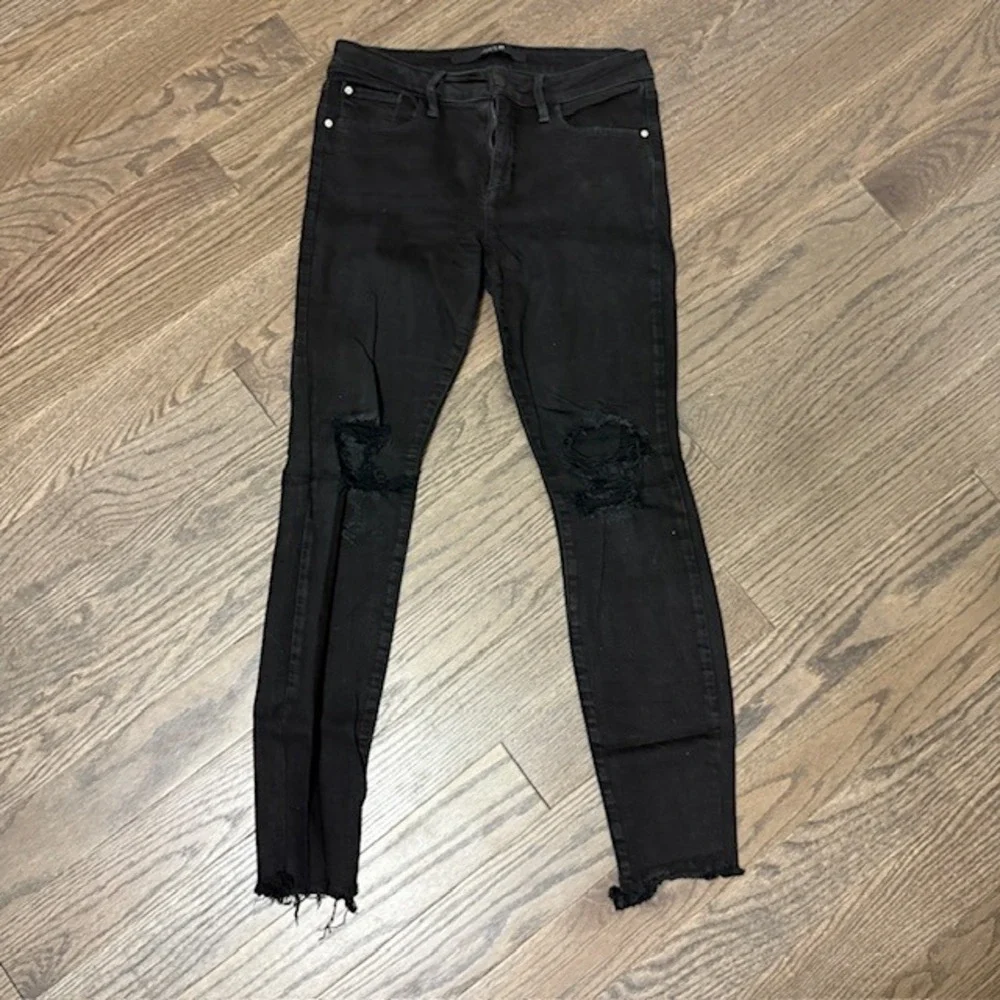 Joe's Jeans Black Distressed Raw Hem Skinny Jeans‎ W28 Punk Glam Rock Goth Emo